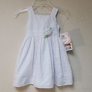 SWEET HEART ROSE WHITE EYELET SLEEVELESS DRESS,  SIZE 3T - NEW!